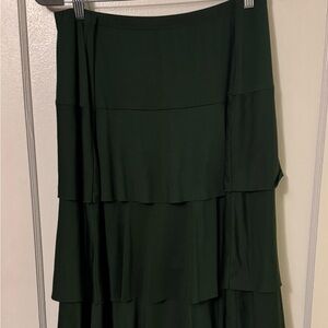 Elegant Dark Green Tiered A-Line Skirt